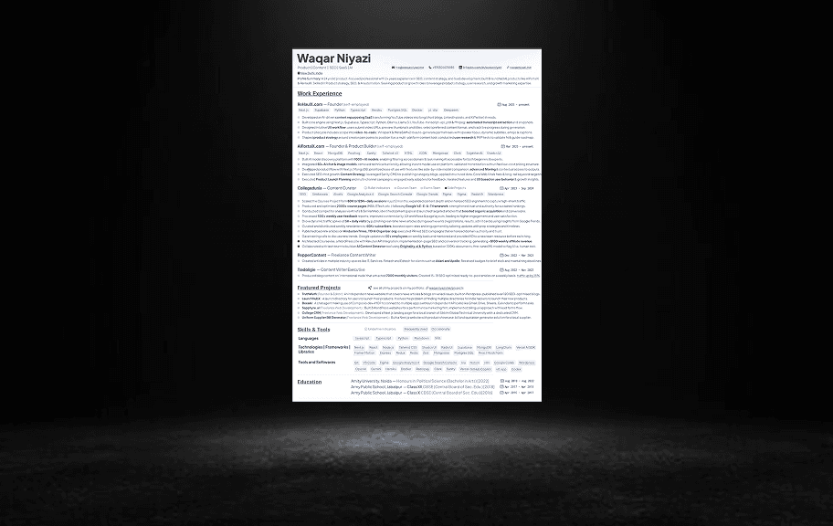 Light resume preview